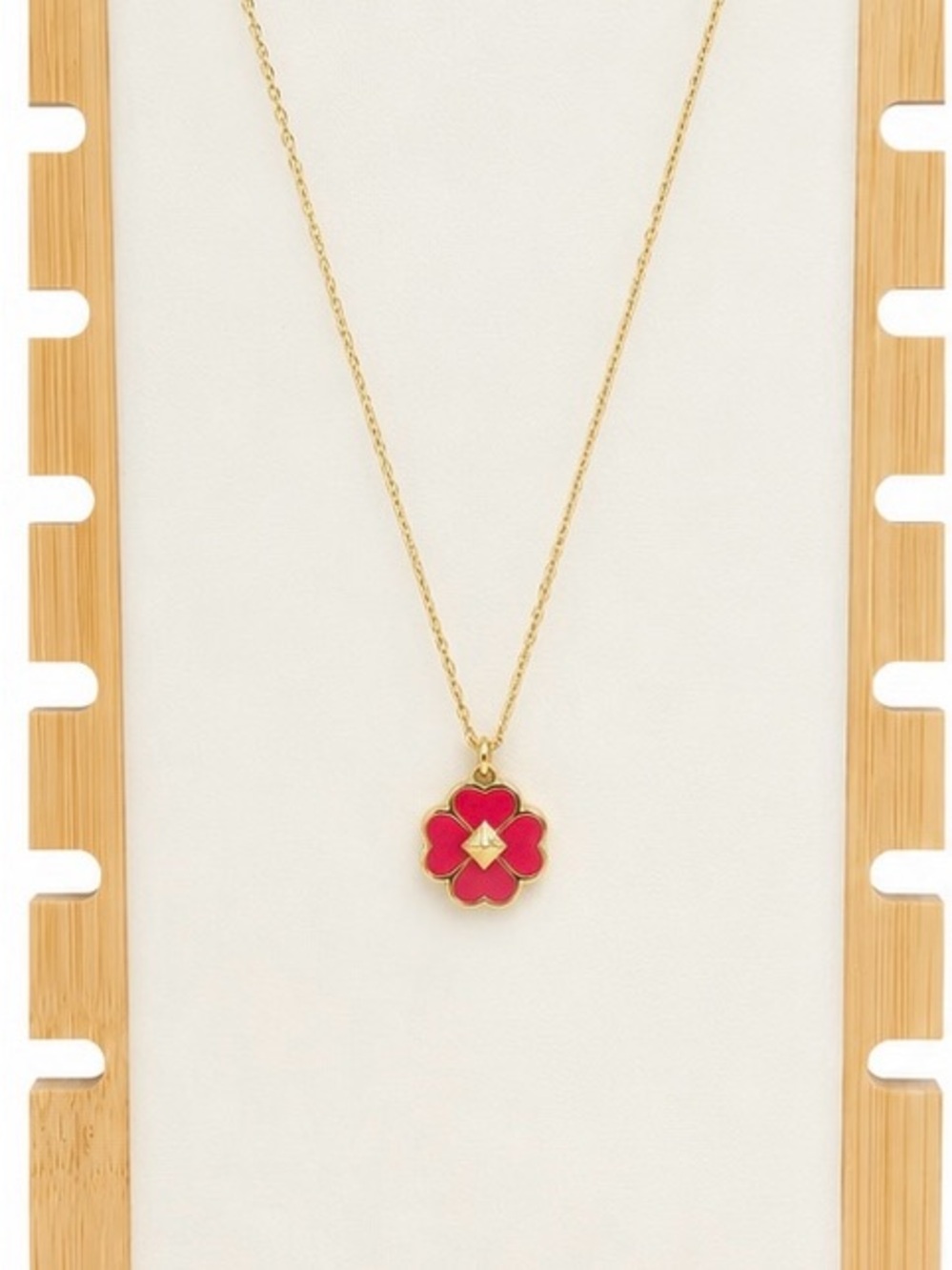 Kate Spade New York Pink Flower Pendant Necklace Gold Tone Adjustable